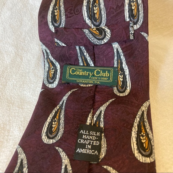 FREE IF BUNDLED Paisley Silk Neck Tie Hand Crafted in USA 100% Silk One Size EUC - Picture 5 of 5